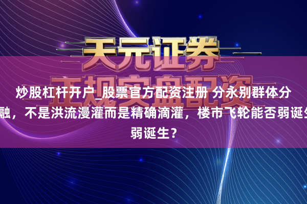 炒股杠杆开户_股票官方配资注册 分永别群体分金融，不是洪流漫灌而是精确滴灌，楼市飞轮能否弱诞生？